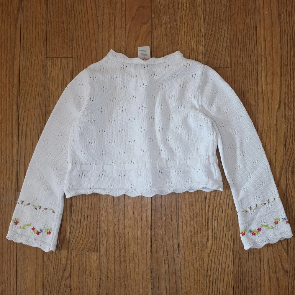 Gymboree White Knit Cardigan with Scalloped Trim Girls Size 5